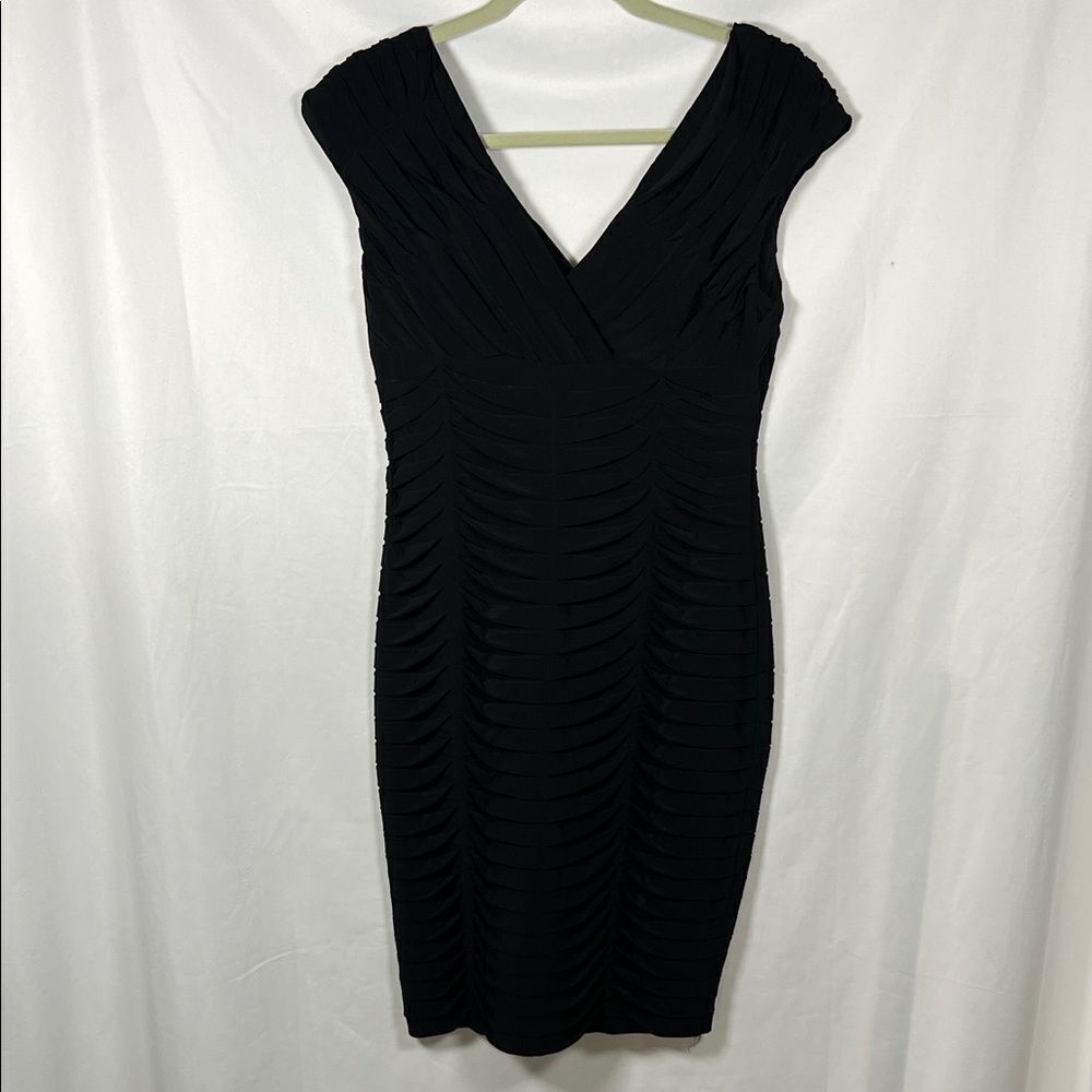 Adrianna Papell Black Ruched Mini Dress Size 8